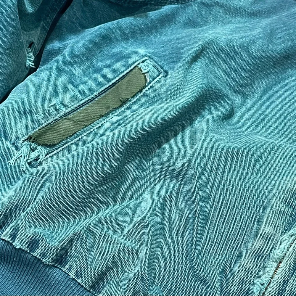 Carhartt J14DTL Dark Teal Quilted Flannel Lined Duck Santa Fe Work Jacket Large - Picture 9 of 15